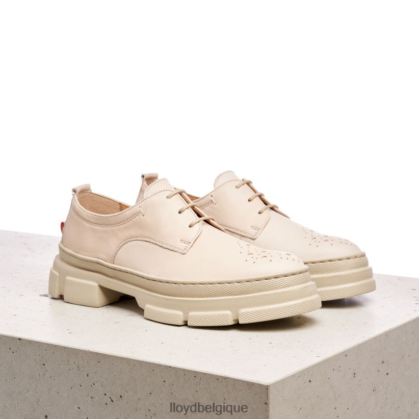 LLOYD demi-chaussures en cuir lisse à lacets femmes beige 4Z6Z661178 chaussures