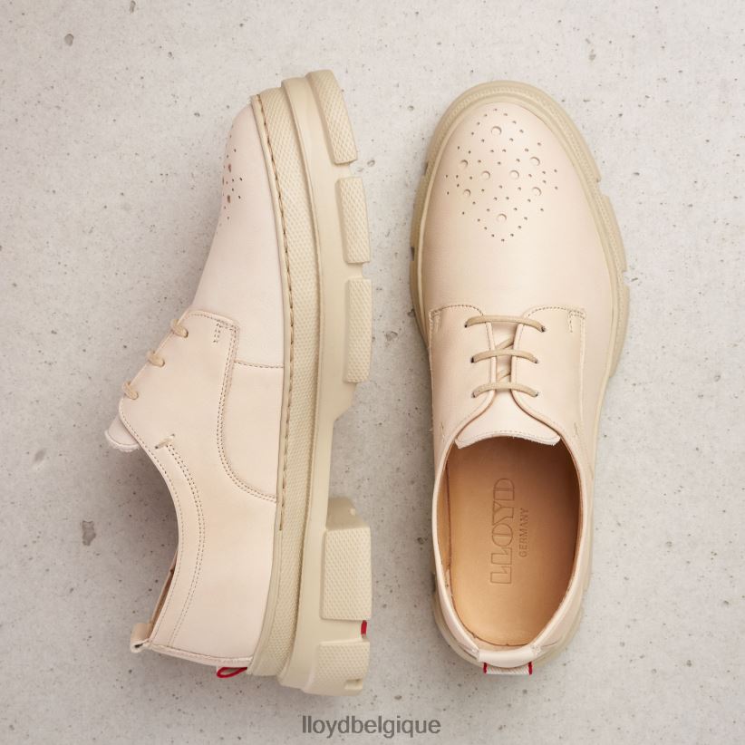LLOYD demi-chaussures en cuir lisse à lacets femmes beige 4Z6Z661178 chaussures