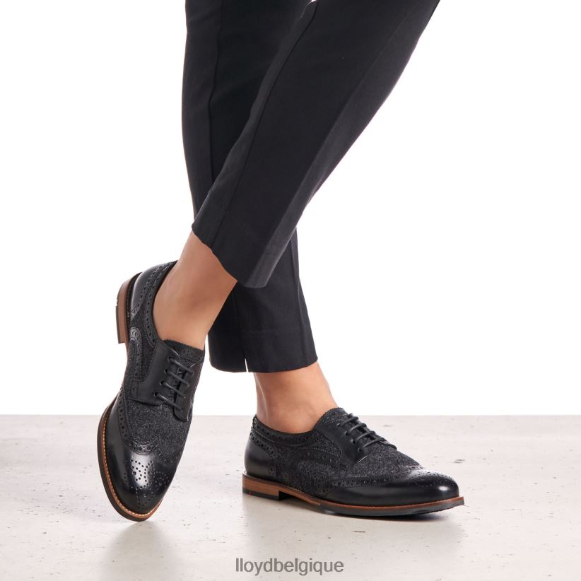 LLOYD demi-chaussures en cuir lisse à lacets femmes noir 4Z6Z661076 chaussures