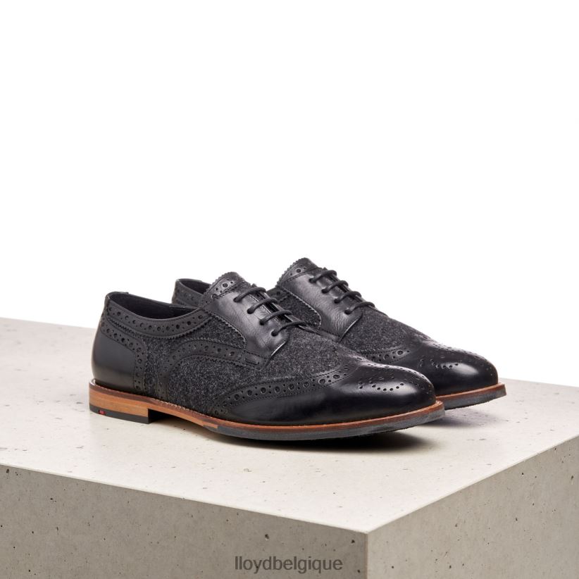 LLOYD demi-chaussures en cuir lisse à lacets femmes noir 4Z6Z661076 chaussures