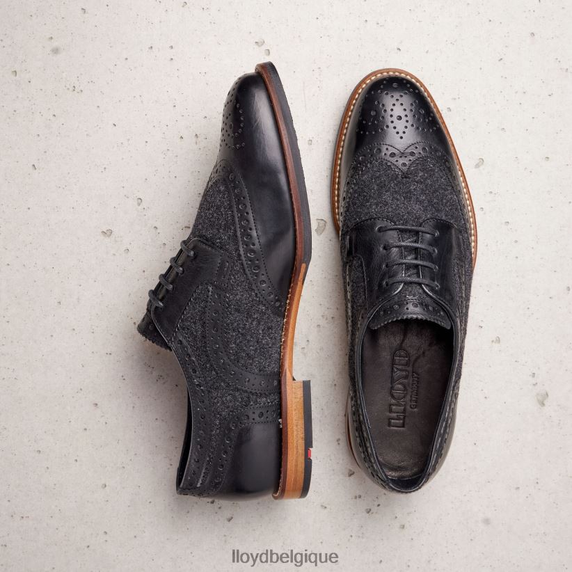 LLOYD demi-chaussures en cuir lisse à lacets femmes noir 4Z6Z661076 chaussures