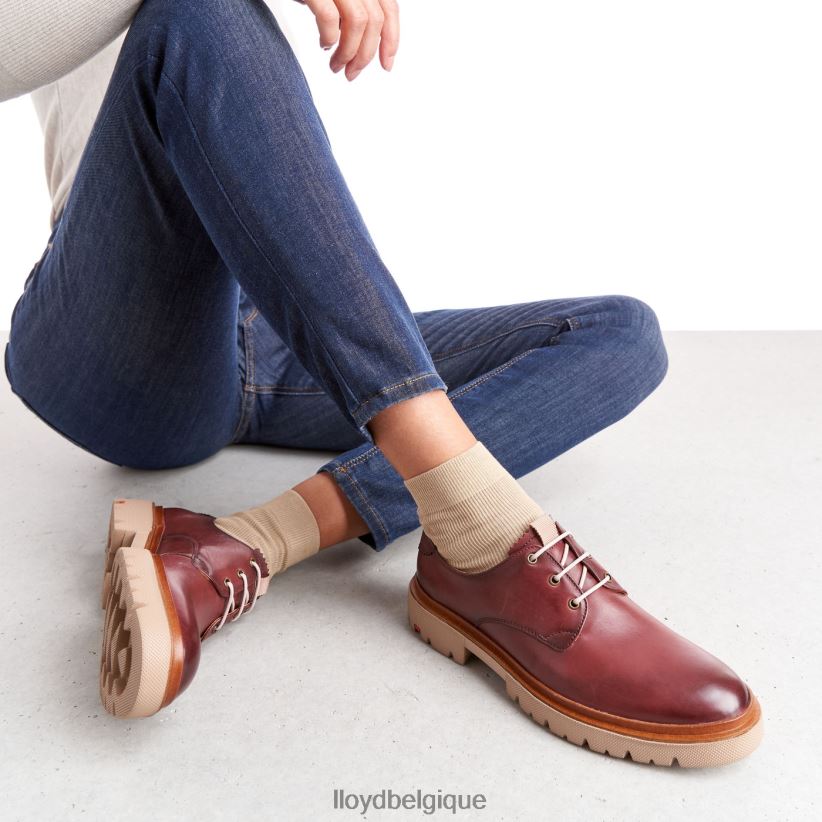 LLOYD demi-chaussures en cuir lisse à lacets femmes rouge 4Z6Z661181 chaussures