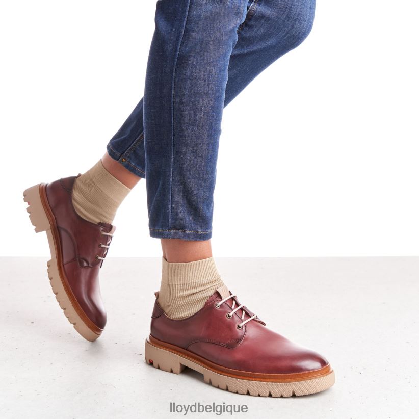 LLOYD demi-chaussures en cuir lisse à lacets femmes rouge 4Z6Z661181 chaussures