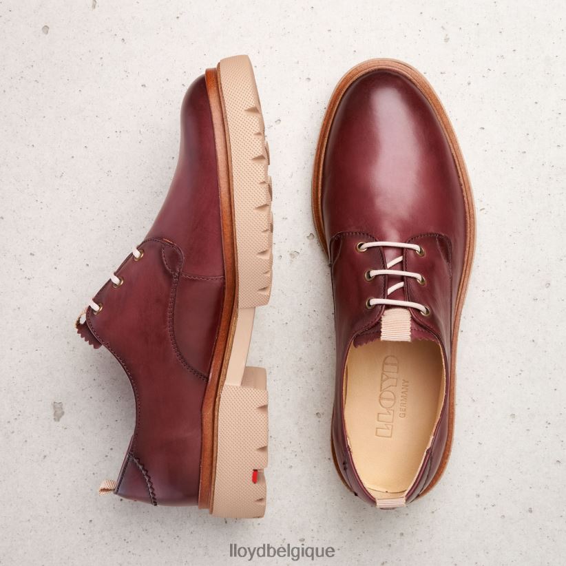 LLOYD demi-chaussures en cuir lisse à lacets femmes rouge 4Z6Z661181 chaussures