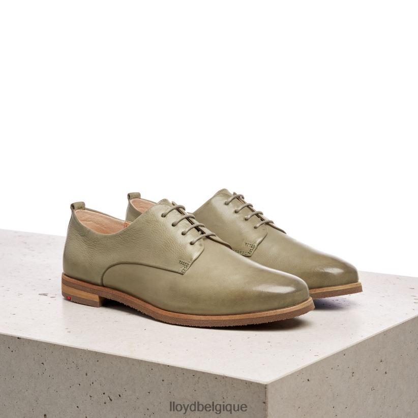 LLOYD demi-chaussures en cuir lisse à lacets femmes vert 4Z6Z661098 chaussures