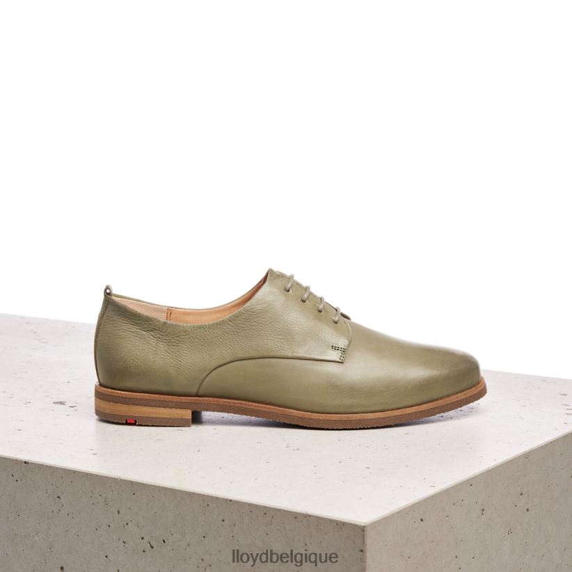 LLOYD demi-chaussures en cuir lisse à lacets femmes vert 4Z6Z661098 chaussures