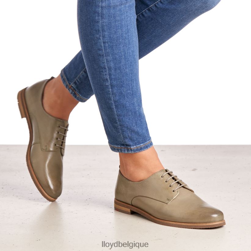 LLOYD demi-chaussures en cuir lisse à lacets femmes vert 4Z6Z661098 chaussures