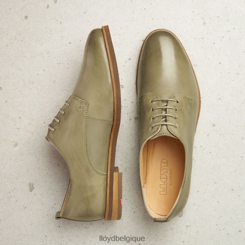 LLOYD demi-chaussures en cuir lisse à lacets femmes vert 4Z6Z661098 chaussures