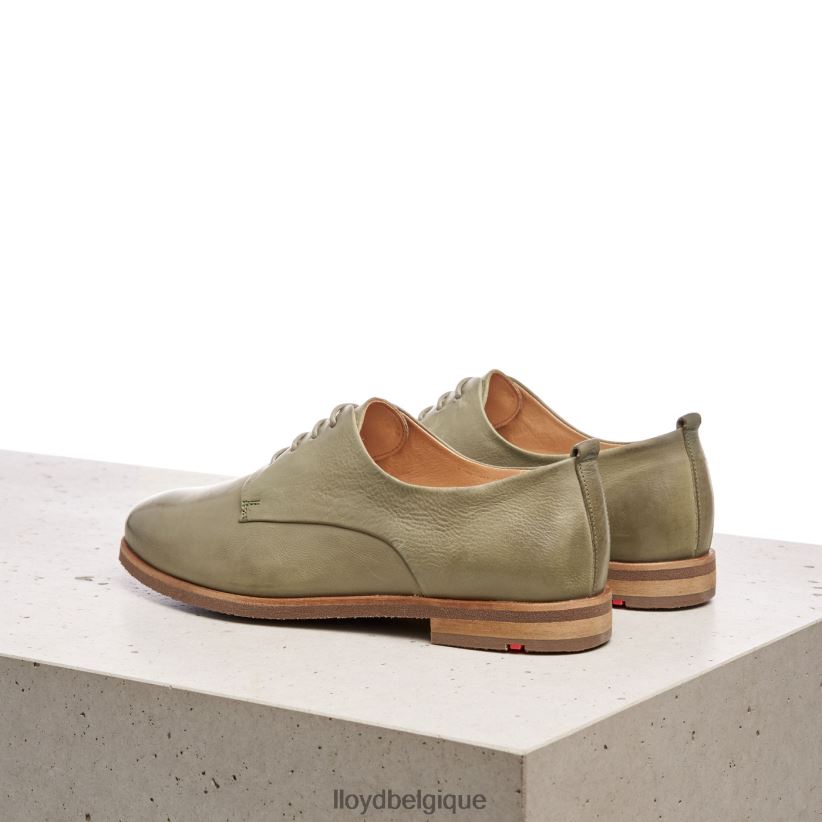 LLOYD demi-chaussures en cuir lisse à lacets femmes vert 4Z6Z661098 chaussures