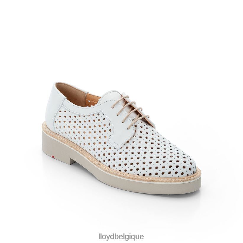 LLOYD demi-chaussures à lacets en cuir lisse femmes blanc 4Z6Z661184 chaussures