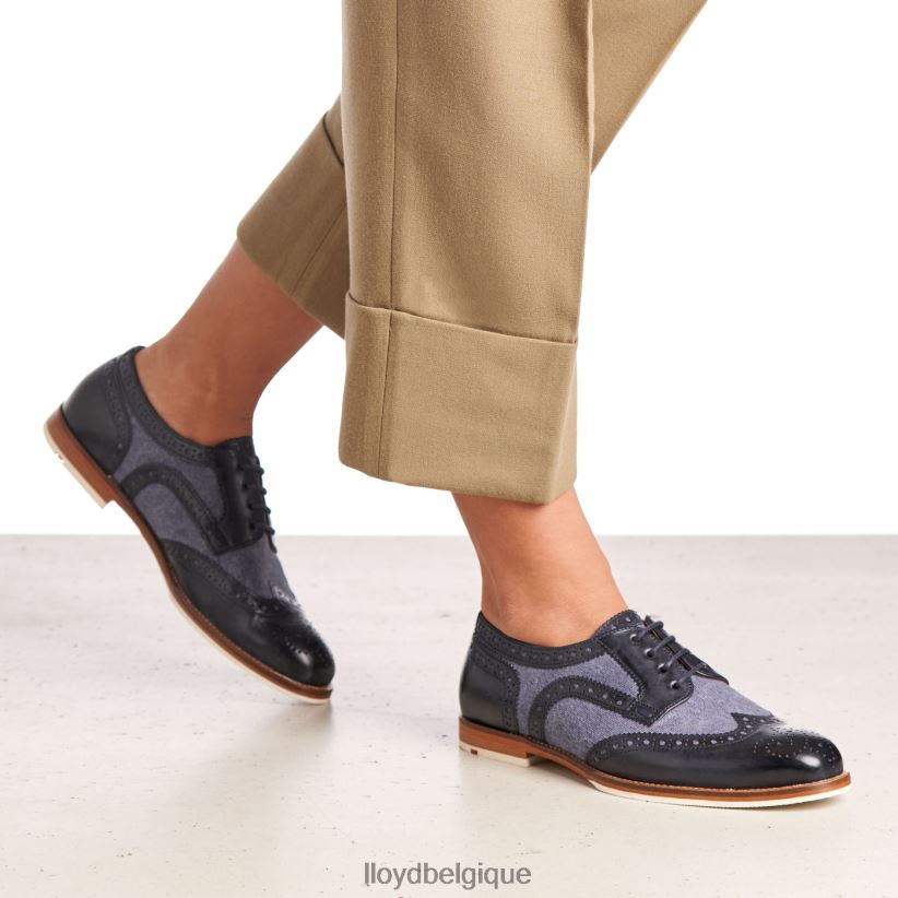 LLOYD demi-chaussures à lacets en cuir lisse femmes bleu 4Z6Z661086 chaussures
